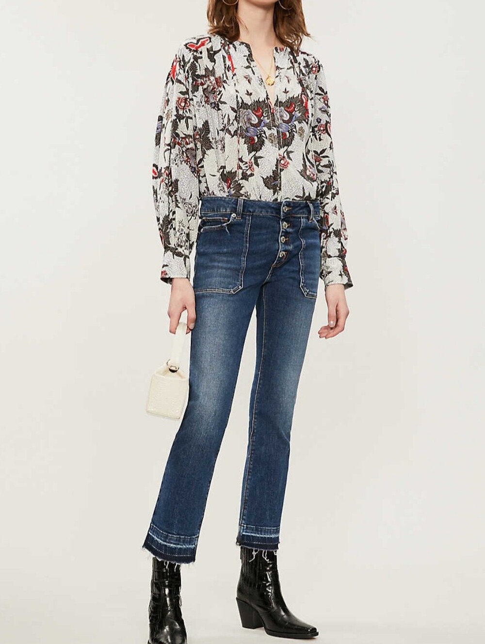 Zadig & Voltaire Jeans Londa Blue Kick Flare Fray Ankle Size 25